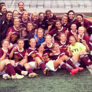 The Mercy Varsity Soccer Team last year at the District Championship.