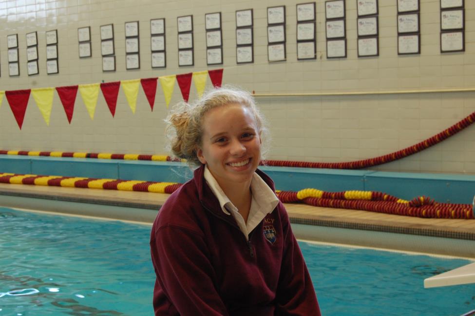 Sophomore Caroline Reamer is a two year varsity swimmer who competes in freestyle and individual medley events.