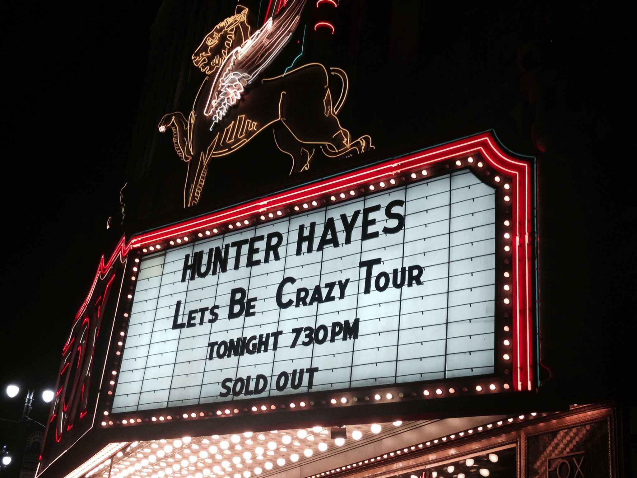 Hunter Hayes sold out Fox Theatre, which holds 2,200 seats.