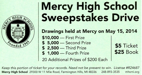 Mercy sweepstakes kicks off with its annual assembly, encouraging  students to sell as many sweepstakes books as possible. 