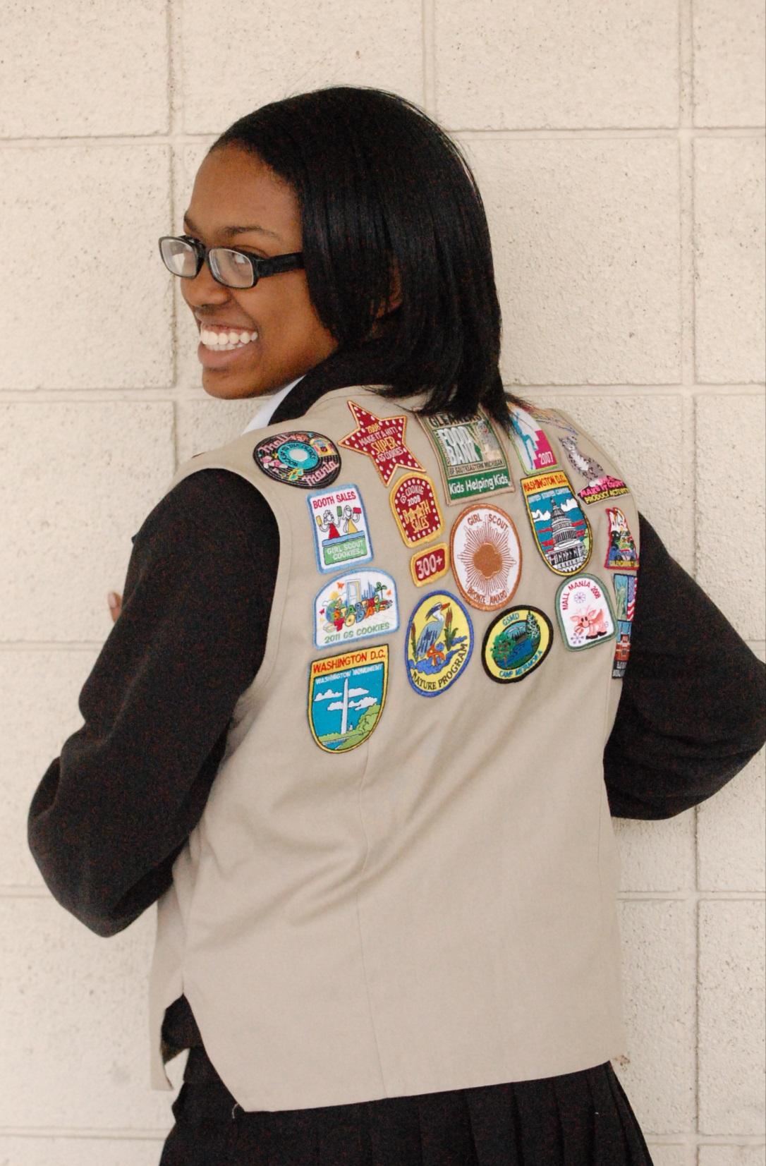 Williams, an Ambassador Girl Scout, has earned various patches recognizing achievements ranging from service at Gleaners Food Bank to selling over 300 boxes of Girl Scout cookies. 